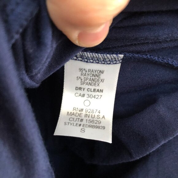 ELLA MOSS ANTHROPOLOGIE Odela Braid V-Neck Dress Navy Blue Blouson Mini Dress S - Picture 7 of 8